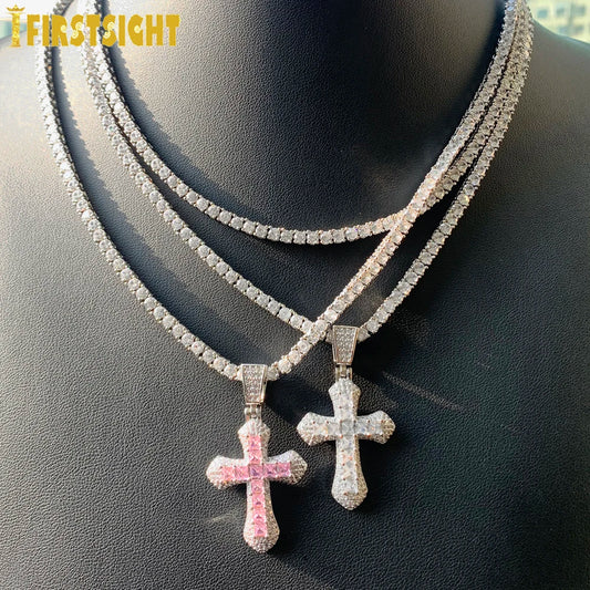 ICED CROSS PENDANT CHAIN