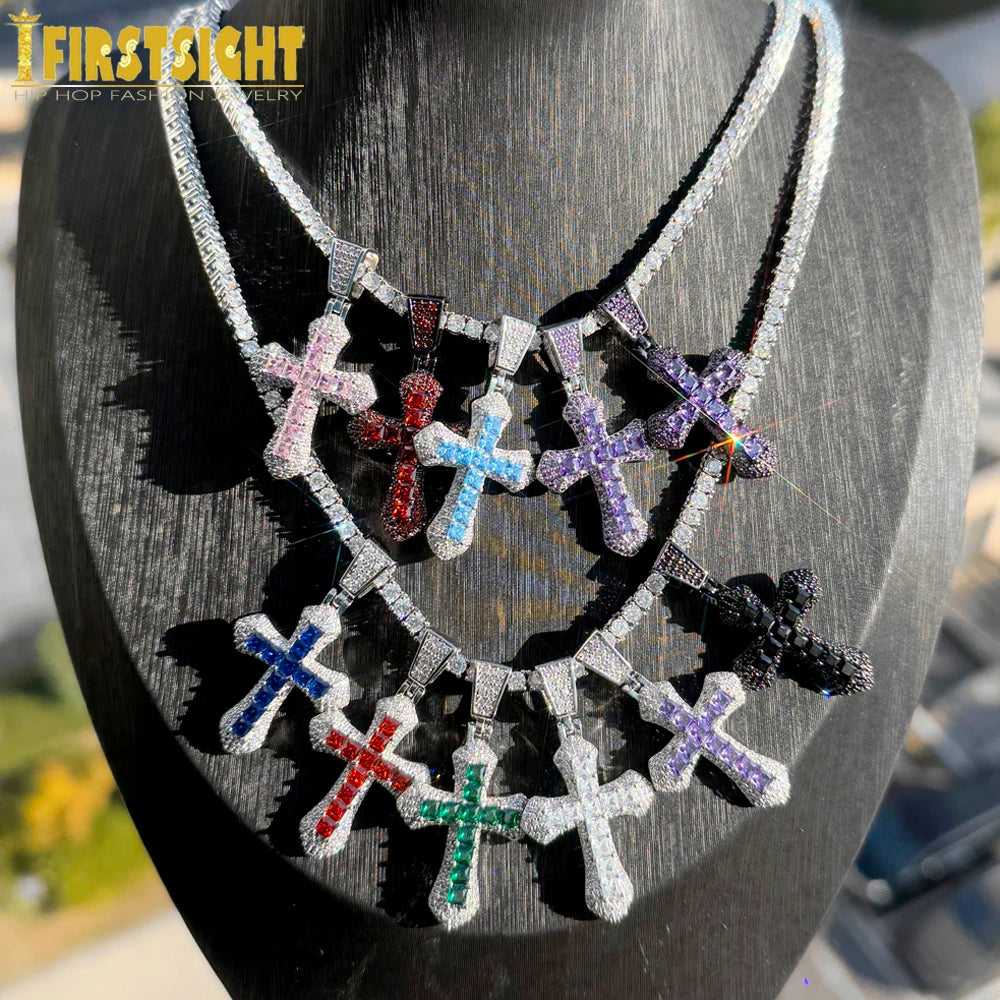 ICED CROSS PENDANT CHAIN