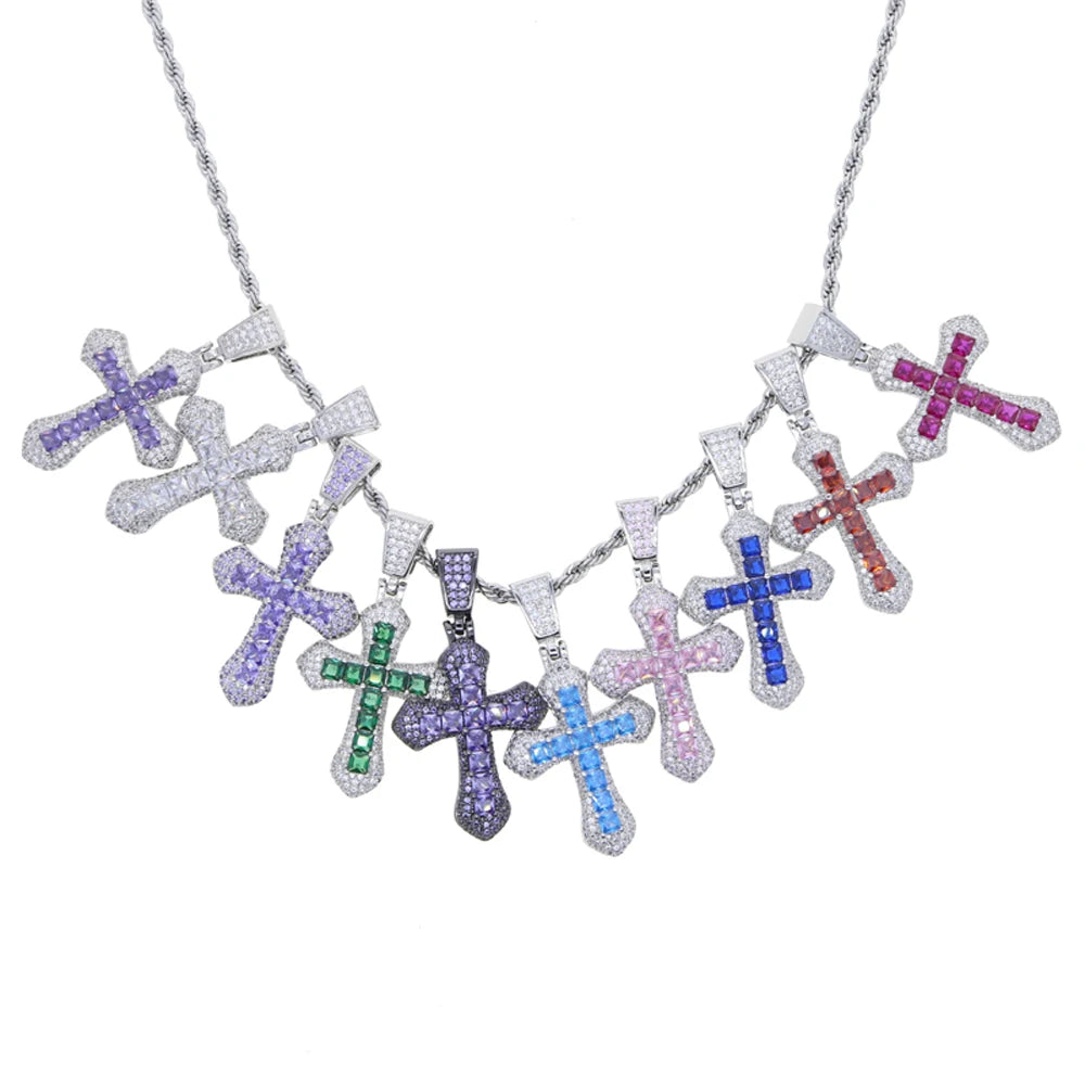ICED CROSS PENDANT CHAIN