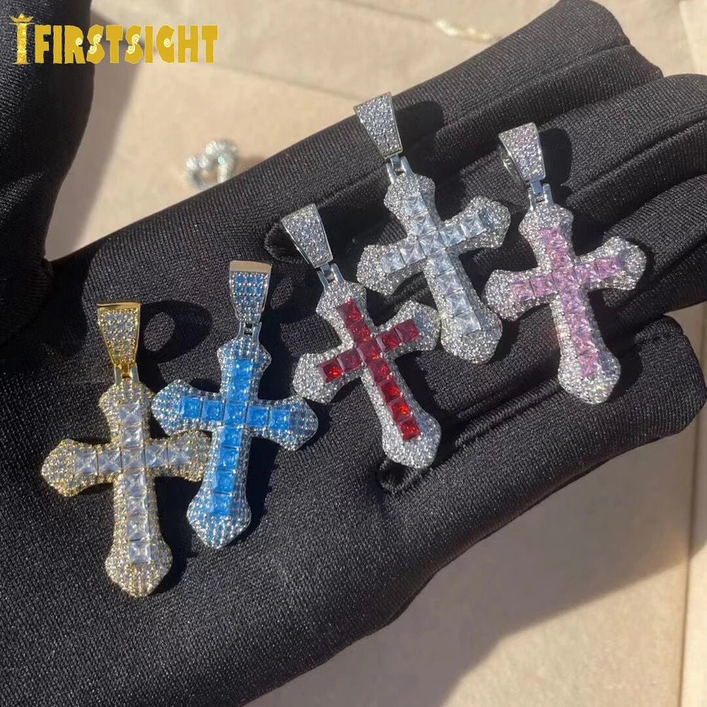 ICED CROSS PENDANT CHAIN