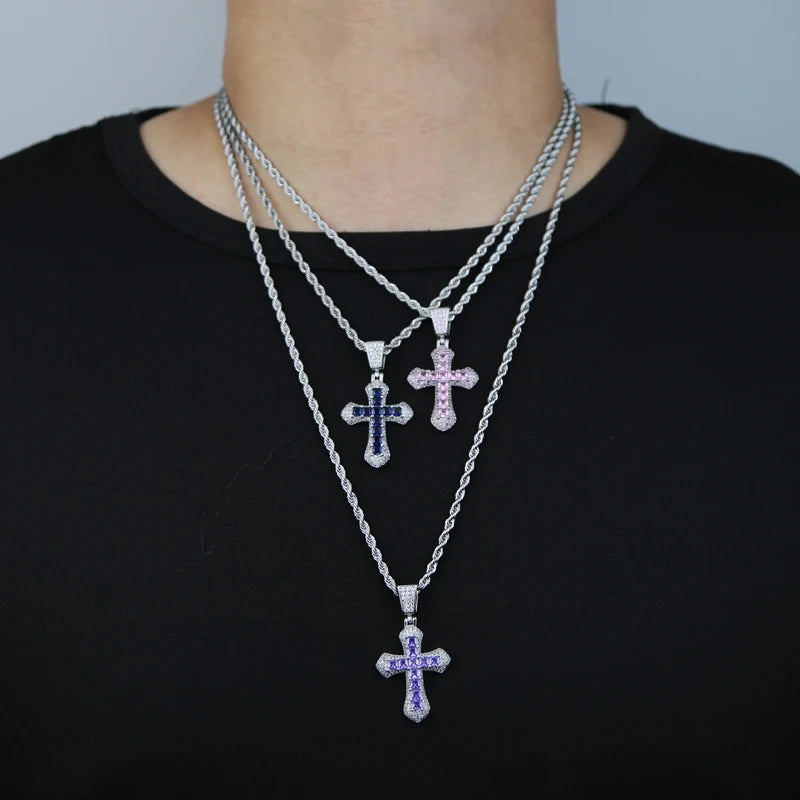 ICED CROSS PENDANT CHAIN